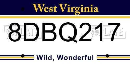 8DBQ217 West Virginia License Plate