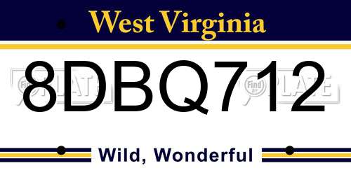 8DBQ712 West Virginia License Plate