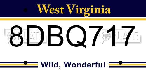 8DBQ717 West Virginia License Plate