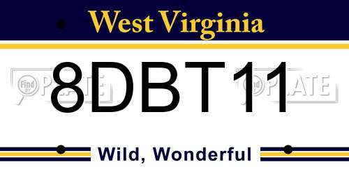 8DBT11 West Virginia License Plate