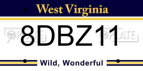 8DBZ11 West Virginia License Plate