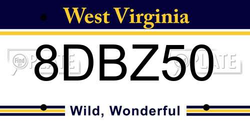 8DBZ50 West Virginia License Plate