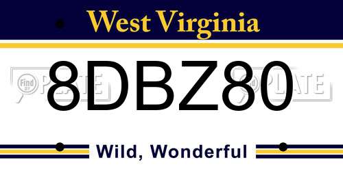 8DBZ80 West Virginia License Plate