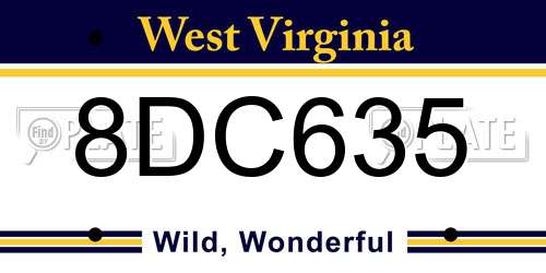 8DC635 West Virginia License Plate