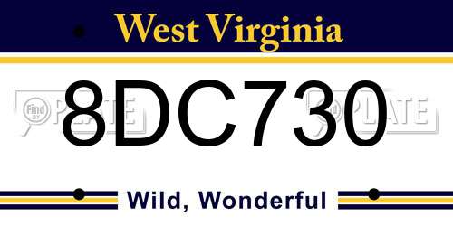 8DC730 West Virginia License Plate