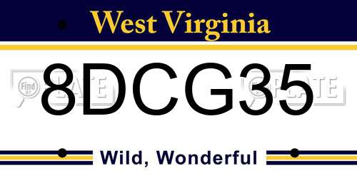 8DCG35 West Virginia License Plate
