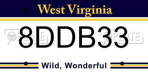 8DDB33 West Virginia License Plate