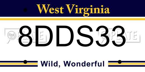 8DDS33 West Virginia License Plate