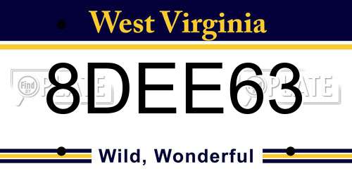 8DEE63 West Virginia License Plate