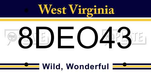 8DEO43 West Virginia License Plate