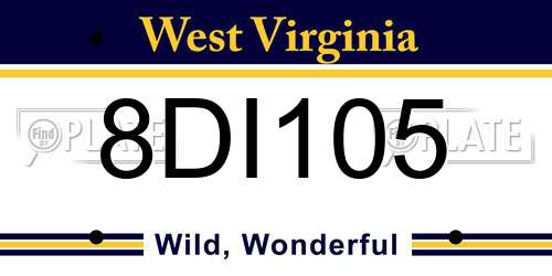 8DI105 West Virginia License Plate