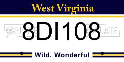 8DI108 West Virginia License Plate