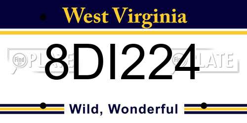 8DI224 West Virginia License Plate