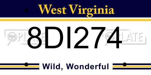 8DI274 West Virginia License Plate