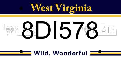 8DI578 West Virginia License Plate