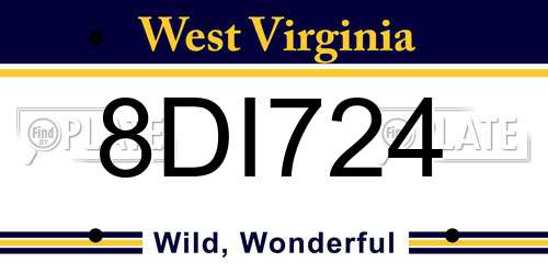 8DI724 West Virginia License Plate