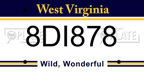 8DI878 West Virginia License Plate