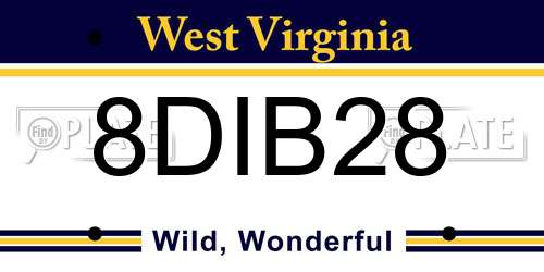 8DIB28 West Virginia License Plate