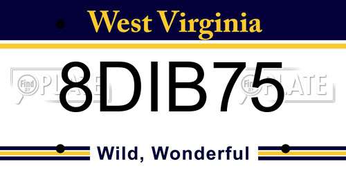 8DIB75 West Virginia License Plate