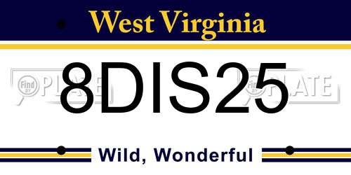 8DIS25 West Virginia License Plate