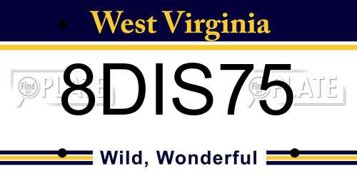 8DIS75 West Virginia License Plate