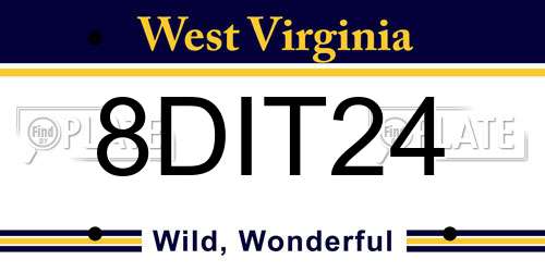 8DIT24 West Virginia License Plate