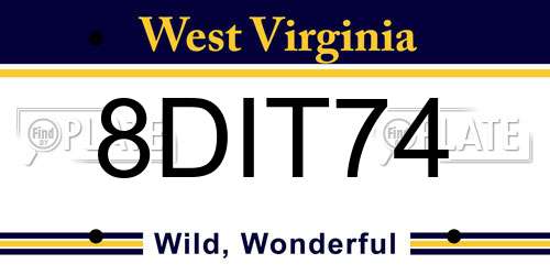 8DIT74 West Virginia License Plate