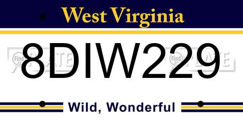 8DIW229 West Virginia License Plate