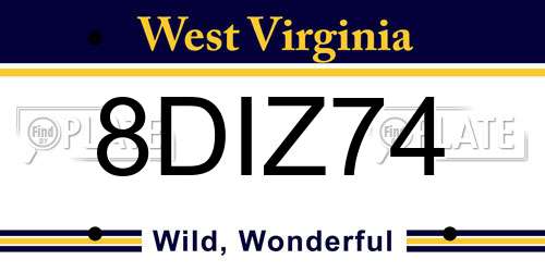 8DIZ74 West Virginia License Plate