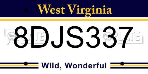 8DJS337 West Virginia License Plate