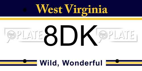 8DK West Virginia License Plate