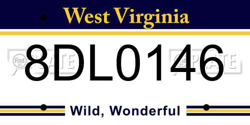 8DL0146 West Virginia License Plate