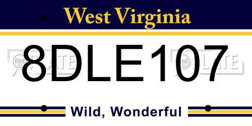 8DLE107 West Virginia License Plate