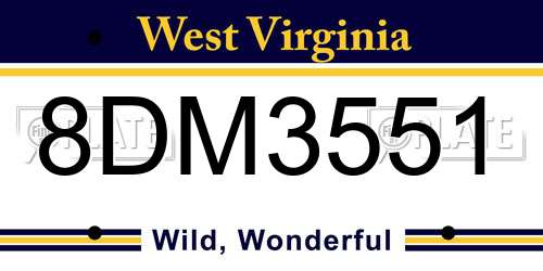 8DM3551 West Virginia License Plate