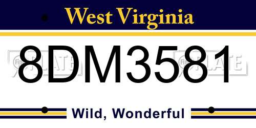 8DM3581 West Virginia License Plate