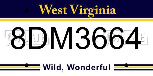 8DM3664 West Virginia License Plate