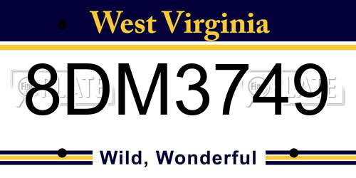 8DM3749 West Virginia License Plate