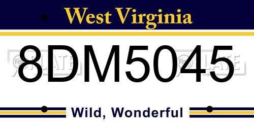 8DM5045 West Virginia License Plate
