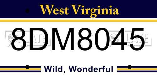 8DM8045 West Virginia License Plate
