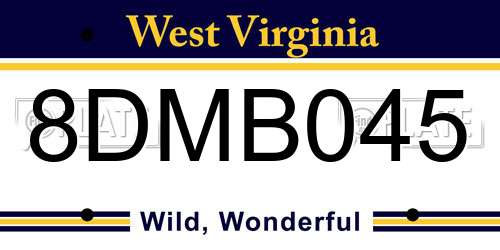 8DMB045 West Virginia License Plate
