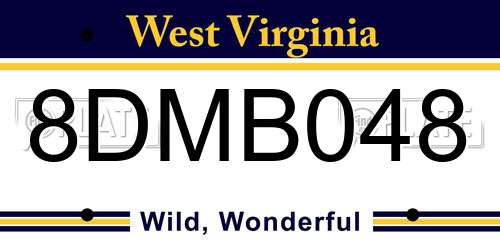 8DMB048 West Virginia License Plate