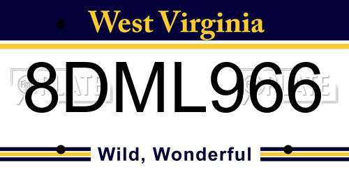 8DML966 West Virginia License Plate