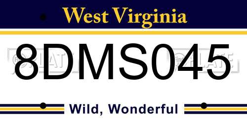 8DMS045 West Virginia License Plate