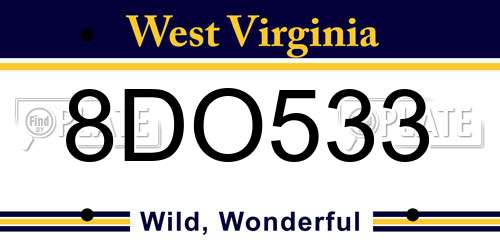 8DO533 West Virginia License Plate