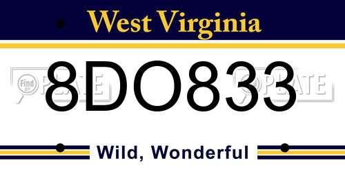 8DO833 West Virginia License Plate