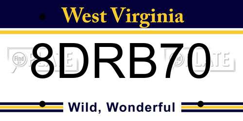 8DRB70 West Virginia License Plate
