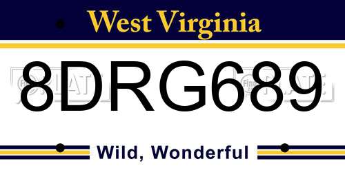 8DRG689 West Virginia License Plate