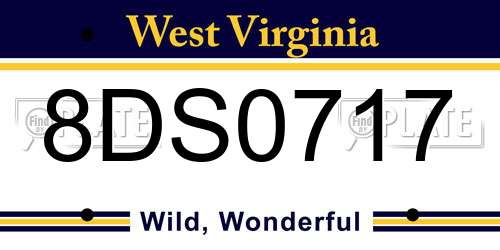 8DS0717 West Virginia License Plate