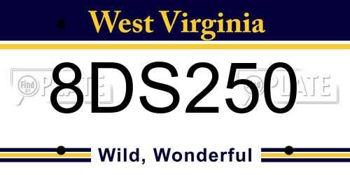 8DS250 West Virginia License Plate