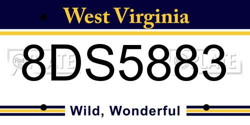 8DS5883 West Virginia License Plate